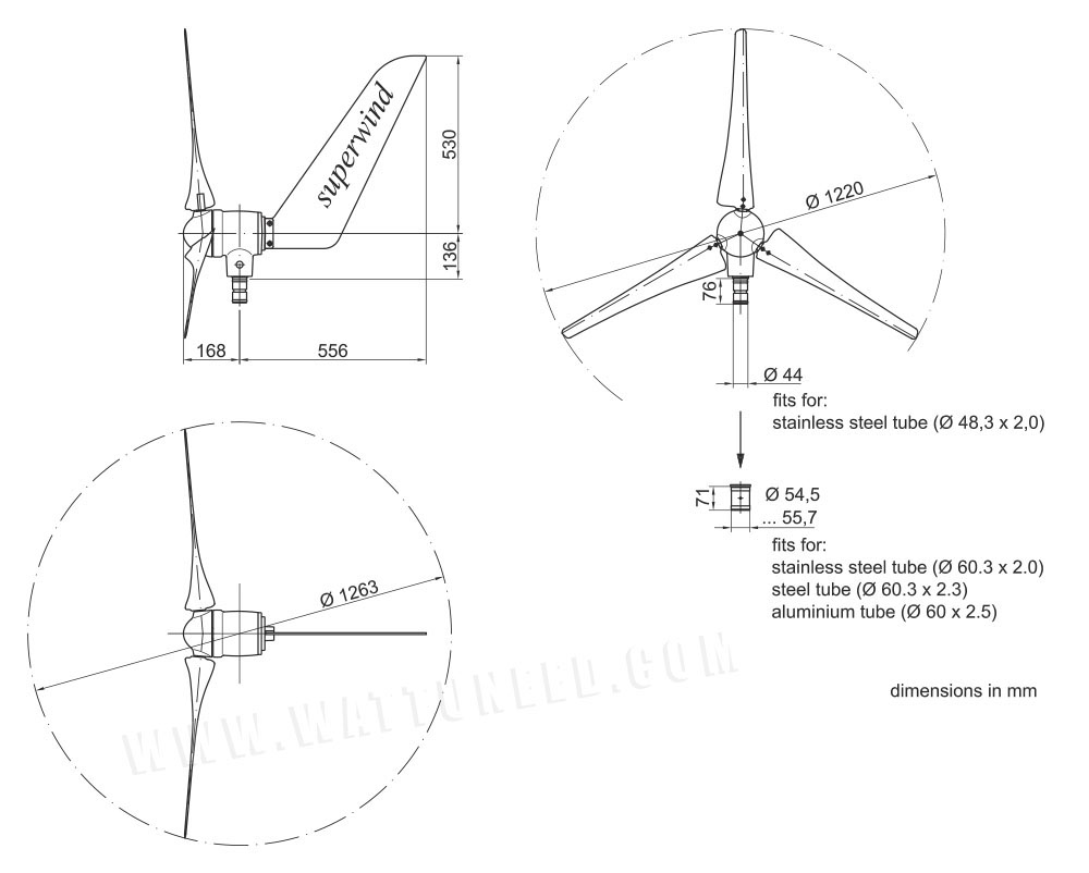 Eolienne Superwind SW350/SW353 - 350W 48V - Levac Solar